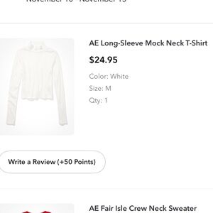 American Eagle Outfitters White Mock Neck Sweater